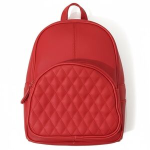 Call It Spring | Red Quilted Vegan Leather Medium Backpack with Two Compartments